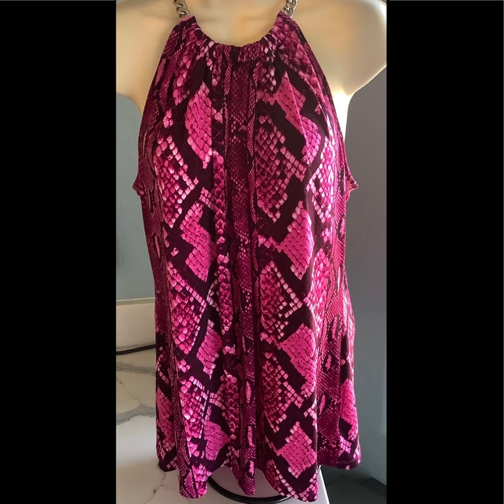 NWT Michael Kors Vivid Viola Sleeveless Chain Halter, Size Large - Picture 1 of 8